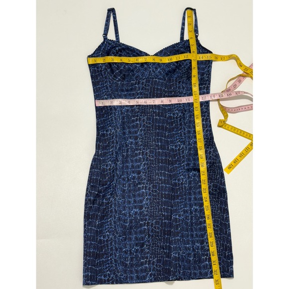 Ticci Tonetto Mini‎ Dress Small Blue Snakeskin Print Bodycon Sleeveless Vintage - Picture 9 of 10